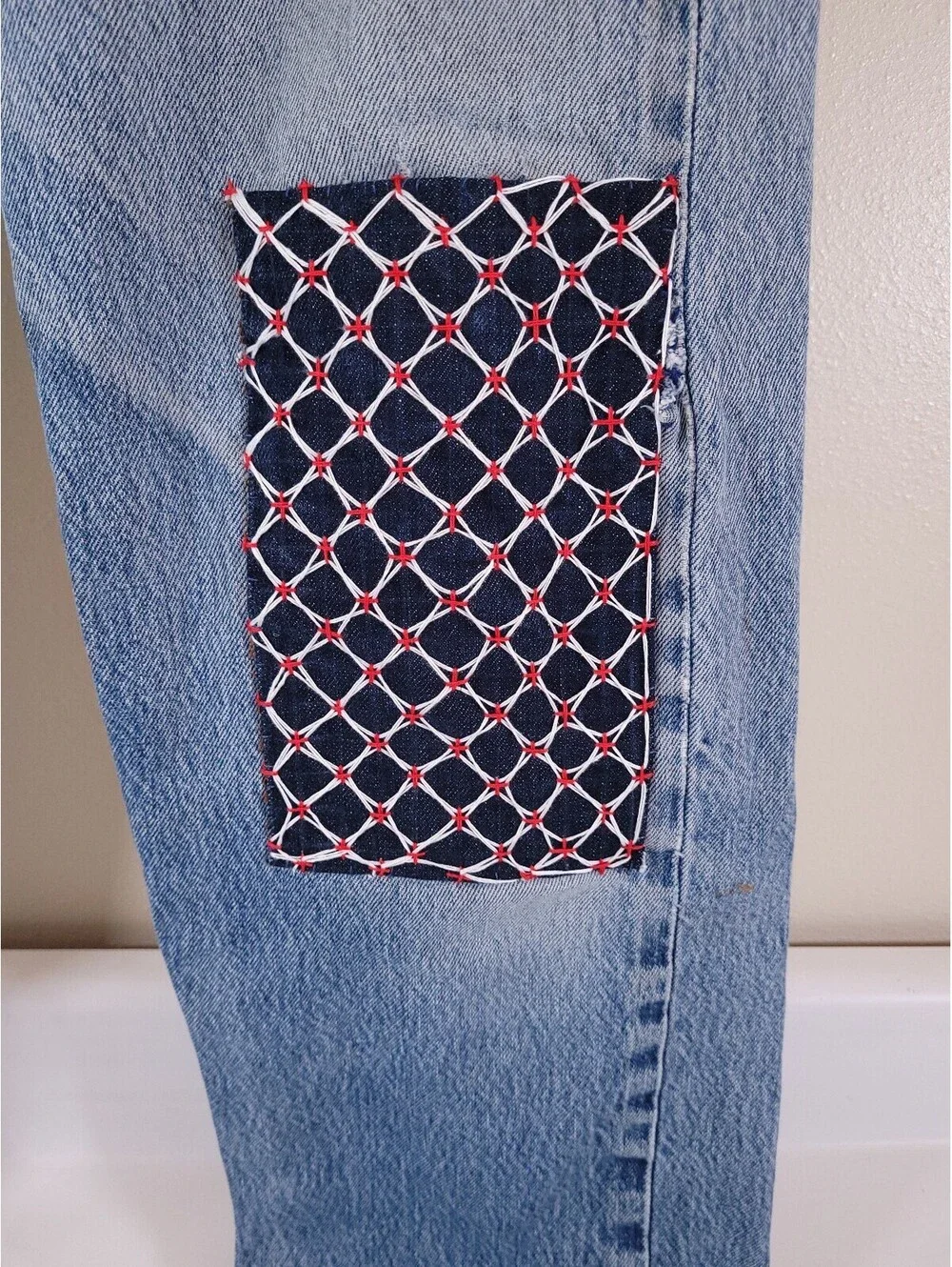 Vintage levis 501 xx 34x38 sashiko patchwork boro jeans 35 inseam